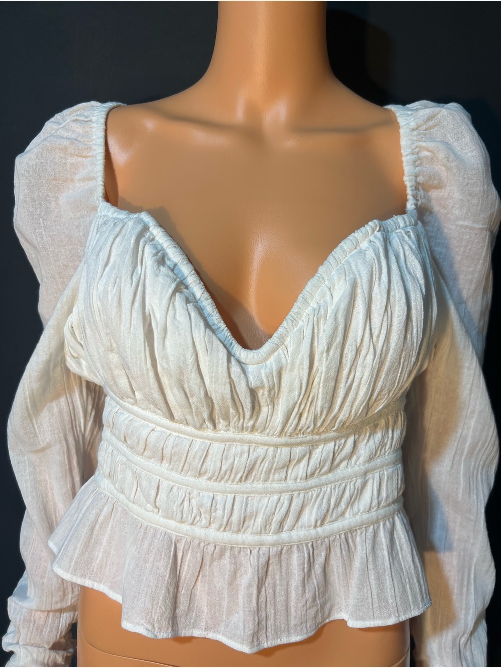 Free People White Peasant-Style Sweetheart Neck Blouse - Picture 4 of 9